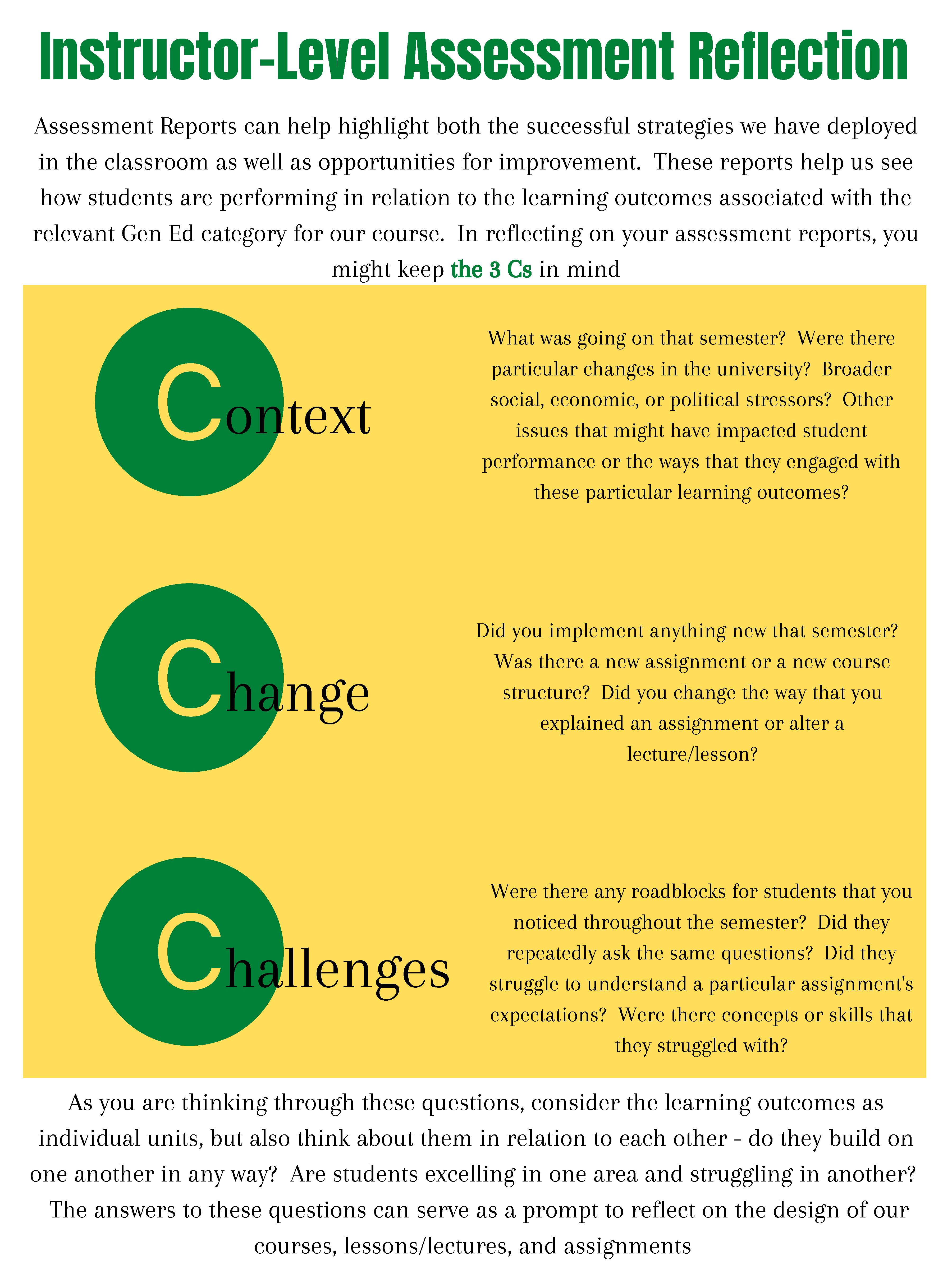 Instructor Level Assessment Reflection